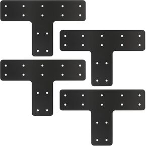 4 Pcs T Post Timber Brackets,Post to Beam Connector for 6x6 Brackets，Durable Steel Material Brackets, Versatile Connectivity（Black） 12*8 Inch