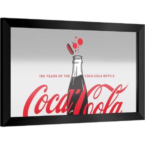 Trademark Gameroom Coca-Cola Bottle Black Framed Bar Mirror, Red
