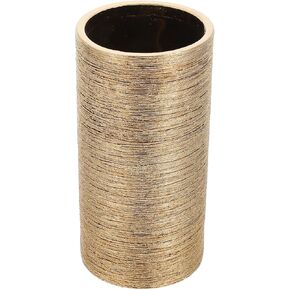 Amosfun Brushed Cylindrical Flower Pot Gold Trim Nordic Flower Vase Ceramic Decorative Vase for Home Office Table Flower Centerpieces