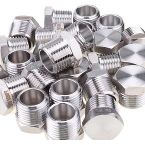 LTWFITTING Stainless Steel 316 Pipe Hex Head Plug Fittings 1/4-Inch Male NPT Air Fuel Water Boat (Pack of 10)