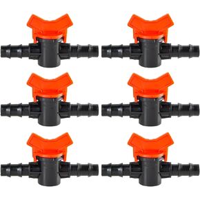 6 PCS Barbed Ball Valve 3/8 Inch ID In Line Barbed Ball Valve Shut Off Switch for Drip Irrigation and Aquariums with Hose Barb to Control Water Flow