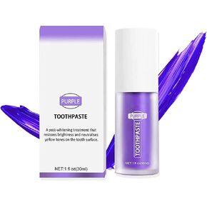 Purple Toothpaste for Teeth Whitening, Tooth Stain Removal Colour Corrector, Purple Toothpaste,Purple Teeth Whitening Booster(1fl oz/30 ml)