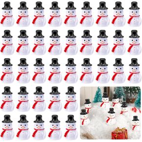 60 Pcs Mini Snowman Figurines Miniature Snowmen Figurines with Hat Christmas Micro Landscape Ornament for DIY Fairy Garden Decoration
