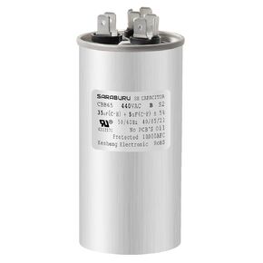 35+5uF 35/5MFD ±5% 370V/440VAC Dual Run Start AC Capacitor CBB65 Air Conditioner Capacitor for Unit Fan Motor Start, Heat Pump, Condenser Straight Cool, AC Motor, Condenser Fan, Compressor