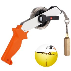 33FT/10m Oil Tank Gauging Tape, Explosion-Proof Stainless Steel Oil Gauging Tape with Brass Plumb Bob, Double-Sided Engraved Oil Tank Gauge with Handle, Sounding Oil Tape Measure