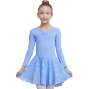 DIPUG Ballet Leotards for Girls with Skirt Shiny Toddler Dance Leotard Butterfly Long Sleeve in Kuwait