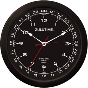 Trintec 14" 12 & 24 Hour Military Time Swl Zulu Time 24hr Wall Clock - Black Dial ZT14-01