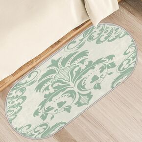 Hallway Runner Rug Door Mats - 50 x 120 cm Non-Slip Super Absorbent Washable Boho Carpet Mat Barrier Dirt Trapper Retro Pattern for Entryway,Kitchen,Laundry,Hall Living Room,Bathroom, Bedroom（Green）