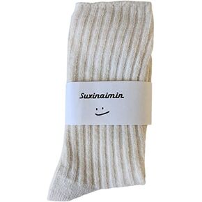 Women winter solid ribbed thermal wool socks - 1 pair