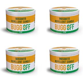 BUGG OFF- Mosquito Repellent Candle Tin (12oz) | Citronella Oil, DEET Free, Essential Oil Infused for Outdoor Use | Burns 25 Plus Hours 1 Pack