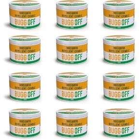BUGG OFF- Mosquito Repellent Candle Tin (12oz) | Citronella Oil, DEET Free, Essential Oil Infused for Outdoor Use | Burns 25 Plus Hours 1 Pack
