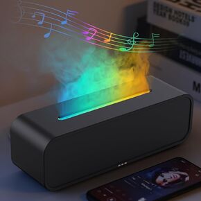 Essential Oil Diffuser, Dynamic Fire Flame Sound Pickup Aromatherapy Diffuser, 250ml Cool Mist Humidifier with 7 Colors Light, Remote Control, Timer & Auto-Off for Home Office Room (Black)
