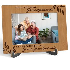 Grandparents Picture Frame, Get Promoted To Great Grandparents - Wooden Tabletop Photo Frame With Stand, Birthday Grandparents Day Gifts For Best Grandparents, Christmas Thanksgiving Gifts From