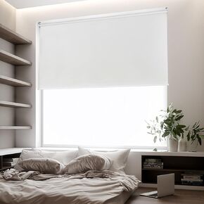Joydeco 100% Blackout Roller Shade, Window Blind with Thermal Insulated, UV Protection Fabric, Total Blackout Roller Blind for Office and Home, Easy to Install, White,70" W x 75" H
