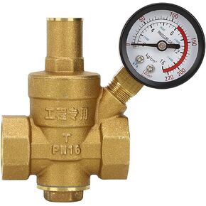 Water Pressure Regulator, DN20 Water Pressure Regulator Valve with Gauge Meter 1.6MPa for Camper Travel Trailer