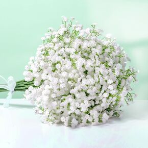 Babys Breath Artificial Flowers, 7Pcs White Baby Breath Flowers Artificial Bulk, Real Touch Faux Babys Breath, Fake Babies Breath Gypsophila for Wedding Floral Arrangement Party Home Decor