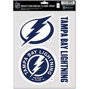 Wincraft NHL Tampa Bay Lightning Decal Multi Use Fan 3 Pack, Team Colors, One Size
