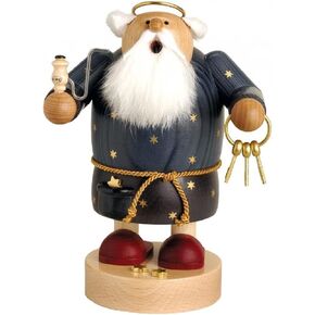 KWO" St. Peter Smoking Man Figurine, Wood Multi-Colour, 30 x 30 x 19 cm