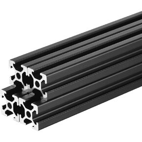MECCANIXITY 2020 T Slot Aluminum Extrusion 800mm(31.5 Inch) Black European Standard Anodized Linear Rail for 3D Printer Laser Engraving Machine 4 Pcs
