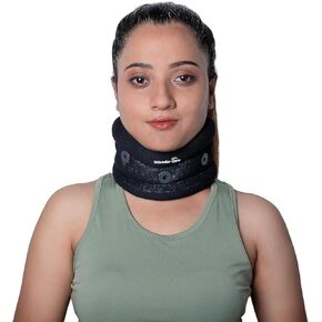 Wonder Care Neck Brace for Neck Pain and Support, Soft Neck Support Relieves Pain & Pressure in Spine, Adjustable Collar Neck Support Brace for Women & Men (Black, XX-Large, 4" Depth)