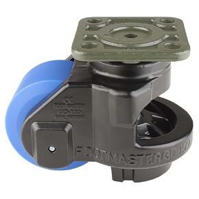 FOOT MASTER GD-150-F-MCD-FBL Leveling Caster, 90 mm MC Nylon Wheel, Flat Black, Height Adjustable Foot Pad, Plate Mounted Swivel Caster, 1500 kg Load Rating