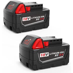 18V 48-11-1850 5.0 AH 2Pack for Milwaukee M18 Battery,Compatible with All Power 18V Milwaukee Power+ Tools