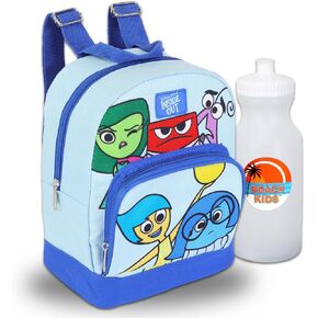 Disney Inside Out Mini Backpack Bundle - 10" Canvas Inside Out Backpack with Front Pocket and Bottle | Inside Out Backpack Purse Set for Kids