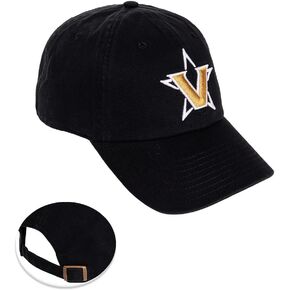 Desert Cactus Vanderbilt University Baseball Hat Commodores VU Brimmed Embroirderd Hats Cap Adjustable Cloth Strap Adult (Style C1) Black