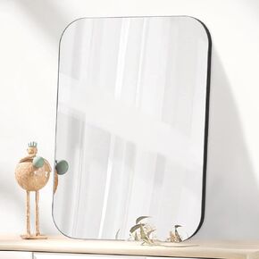 Wall Mirror for Bathroom Crystal Bling Rectangular Mirrors for Wall Frameless Crush Diamond Silver Corner Mirror Decorative for Vanity Bedroom Entryway Hanging Vertical Mirrors