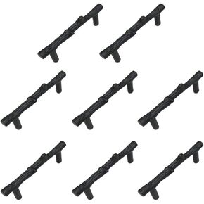 Jinyuanchao 8PCS Black Branch Handles, Twig Tree Branch Drawer Pulls Rustic Alloy Leaf Cabinet Pulls Kitchen Dresser Cabinet Door Handles Knobs (8 Pack, 3" Hole Distance, Black)