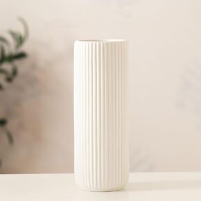 Ceramic Flower Vase,8 INCH Ceramic Vase for Lego Flowers,Tulip,Pampas Grass,White Vase for,Small Vase for Centerpieces, Home Living Room Dining Table Farmhouse Office Decor (White)