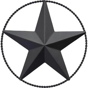 6.5" Black Metal Barn Star Wall Décor - Wall Art for Farmhouse, Western, Rustic Homes - Outside or Inside of House Decorations