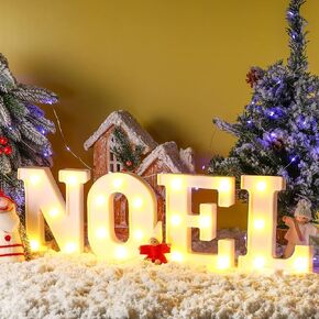 LED Letter Light Up Sign Christmas Table Decor Marquee Xmas Light Up Letters Sign Battery Powered for Table and Wall Decor Merry Christmas Home Happy Holidays Centerpiece (NOEL)