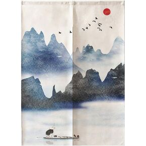 MYRU Japanese Noren Doorway Curtain Tapestry (Black Mountain,33.5 Inches x 59 Inches)