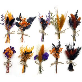 10 Pcs Mini Dried Flower Bouquets, Christmas Mini Dried Flower with Stem, Mini Flower Bundles, Boho Dried Flower Wedding Bouquet for Christmas Craft Vase, Table Centerpieces