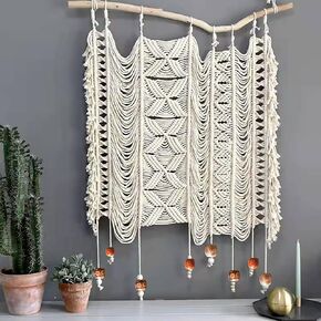 kiido Large Macrame Wall Hanging, Hand Woven Bohemian Tapestry, BoHo Wall Decor, 40"x 30"