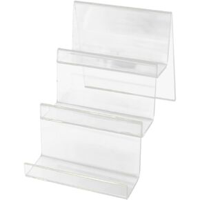 Veemoon Purse Display Stand, 3 Tier Acrylic Purse Holder Small Handbag Storage Organizer Clear Card Display Holder Ladder Purse Rack Step Glasses Holder Display Riser Shelf
