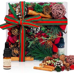 SCENTORINI Christmas Potpourri Bags, 14 oz Red Green Potpourri, Scented Potpourri with Fragrance Vial, Christmas Decorative Bowl Vase Filler