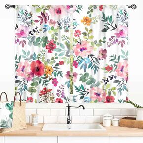 Eucalyptus Leaves Curtains, Boho Floral Birds Print Farmhouse Window Treatments Country Green Plants Botanical Blackout Drapes for Bedroom Living Room Kitchen 2 Panel Sets, 42"x54" Inch