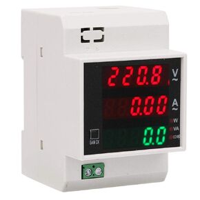 Digital Voltmeter Ammeter Power Meter, Multi-Functional Din Rail Power Factor Voltage Current Power Tester, Multimeter Volt Amp Watt Meter (AC 80-300 / 100A)