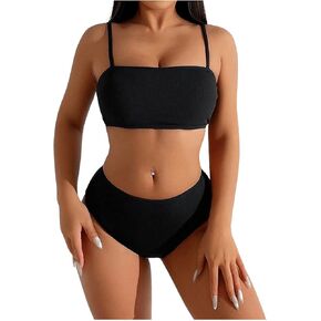 Women's Two Piece Swimsuit Spaghetti Strap Wireless Bathing Suit Swimwear High Waisted Bikini Sets in Kuwait