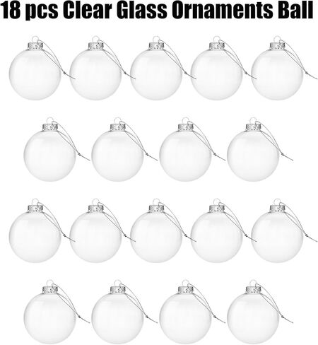 18 pcs Clear Glass Ball Ornaments, Clear Glass Ornaments for Crafts Fillable (2.36")，Small Hanging Ornaments Christmas Tree Decor Holiday Decorative Craft Tree Ornaments in Saudi Arabia