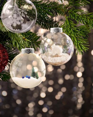 18 pcs Clear Glass Ball Ornaments, Clear Glass Ornaments for Crafts Fillable (2.36")，Small Hanging Ornaments Christmas Tree Decor Holiday Decorative Craft Tree Ornaments in Saudi Arabia