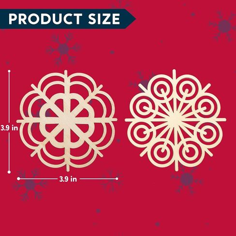 JOIEDOMI 36 Pcs Snowflake Wooden Christmas Ornaments Hanging Ornaments for Christmas Tree Decoration, Indoor/Outdoor Holidays, Party Decoration, Tree Ornaments in Saudi Arabia