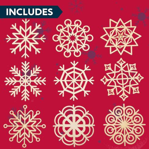 JOIEDOMI 36 Pcs Snowflake Wooden Christmas Ornaments Hanging Ornaments for Christmas Tree Decoration, Indoor/Outdoor Holidays, Party Decoration, Tree Ornaments in Saudi Arabia