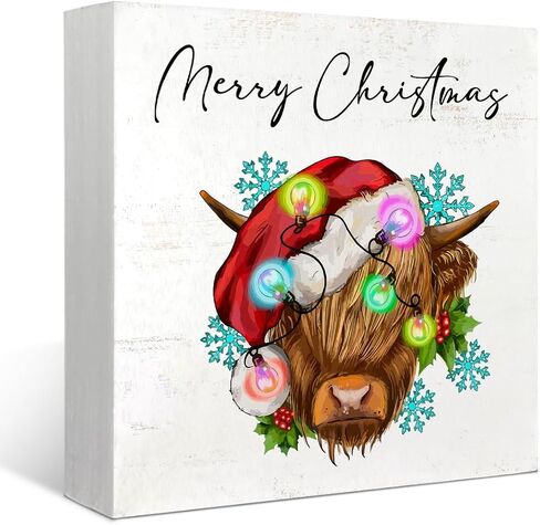 Mtrgdn Hello Christmas Signs for Home Decor,Christmas Snowflake Decorations Indoor for Table Wood Box Sign, Wooden Sign Desk Decor for Bedroom Living Room,Christmas Gifts for Women in Saudi Arabia