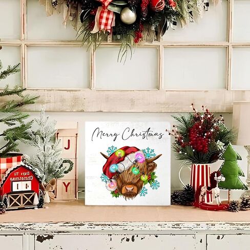 Mtrgdn Hello Christmas Signs for Home Decor,Christmas Snowflake Decorations Indoor for Table Wood Box Sign, Wooden Sign Desk Decor for Bedroom Living Room,Christmas Gifts for Women in Saudi Arabia