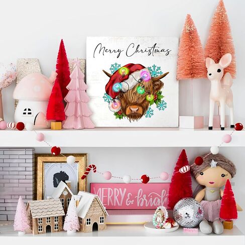 Mtrgdn Hello Christmas Signs for Home Decor,Christmas Snowflake Decorations Indoor for Table Wood Box Sign, Wooden Sign Desk Decor for Bedroom Living Room,Christmas Gifts for Women in Saudi Arabia