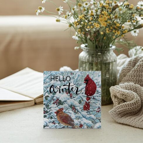 Mtrgdn Hello Christmas Signs for Home Decor,Christmas Snowflake Decorations Indoor for Table Wood Box Sign, Wooden Sign Desk Decor for Bedroom Living Room,Christmas Gifts for Women in Kuwait