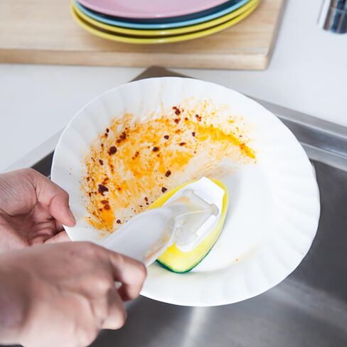 عصا الأطباق تعيد ملء رؤوس الإسفنج مغلفة بشكل فردي، رأس بديل لإسفنجة غسيل الأطباق الثقيلة، مناديل تنظيف مناديل تنظيف، 15 عبوة مع مقبض 2 قطعة لتنظيف المطبخ in Kuwait